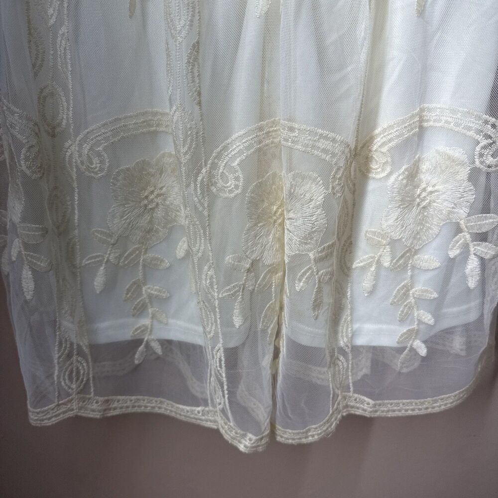 Haute Monde Lace Dress Boho Medium Embroidered V Neck Short Sleeve Cream Ivory - Picture 15 of 16